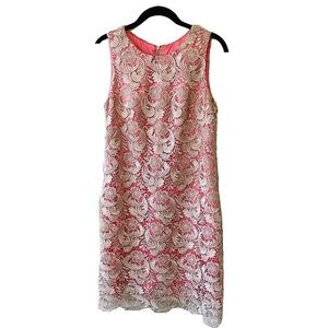 Eliza J Sleeveless Pink Lace Overlay Dress 8